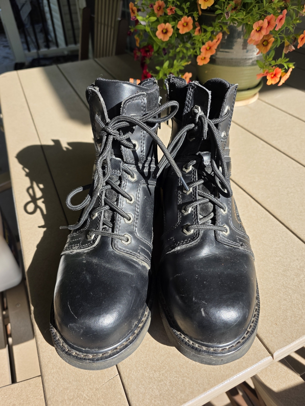 Men's Harley-Davidson Black Leather Motorcycle Lace-Up Boots